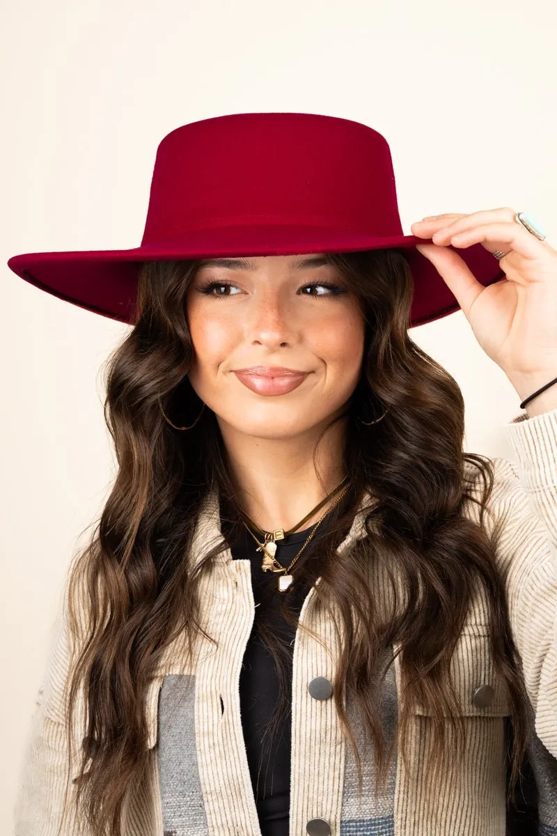 SALE! Georgiana Crimson Felt Hat