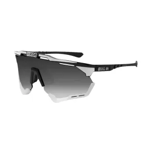 SCICON AEROSHADE XL BLACK-WHITE Sunglasses - MULTIMIRROR SILVER LENSES