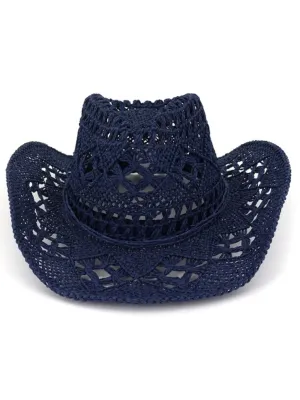 Simple Chic Blue Straw Cowboy Hat