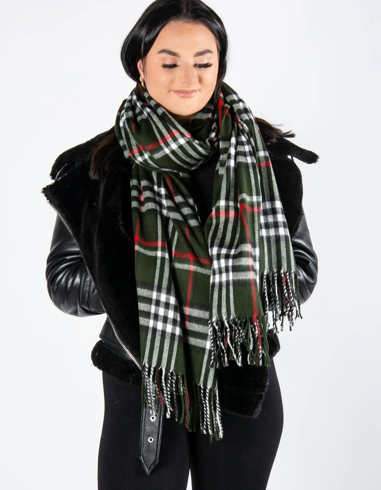 Tartan Blanket Scarf | Khaki