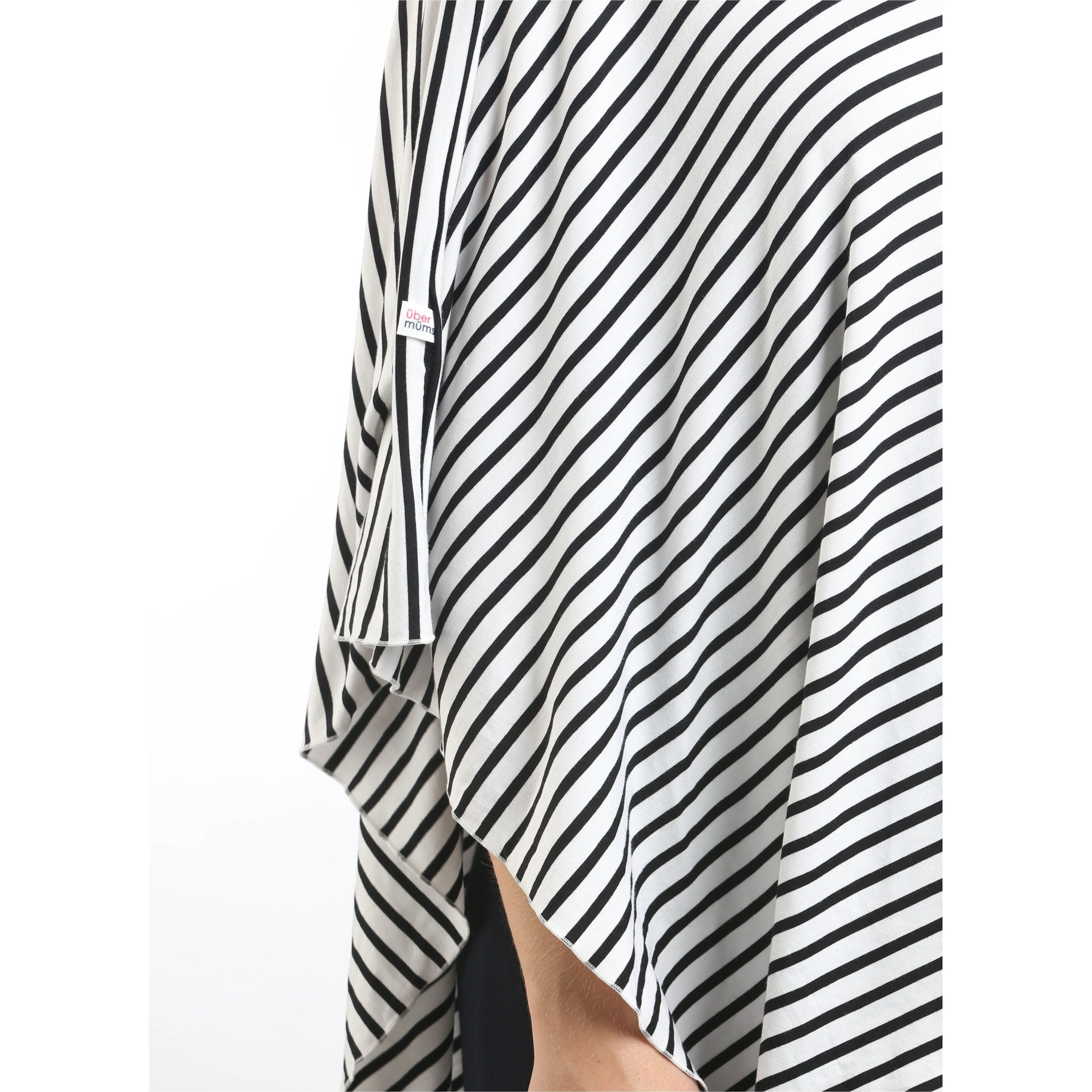 UberMums BlackWhite Skinny Stripe Nursing Poncho - Modal Spandex