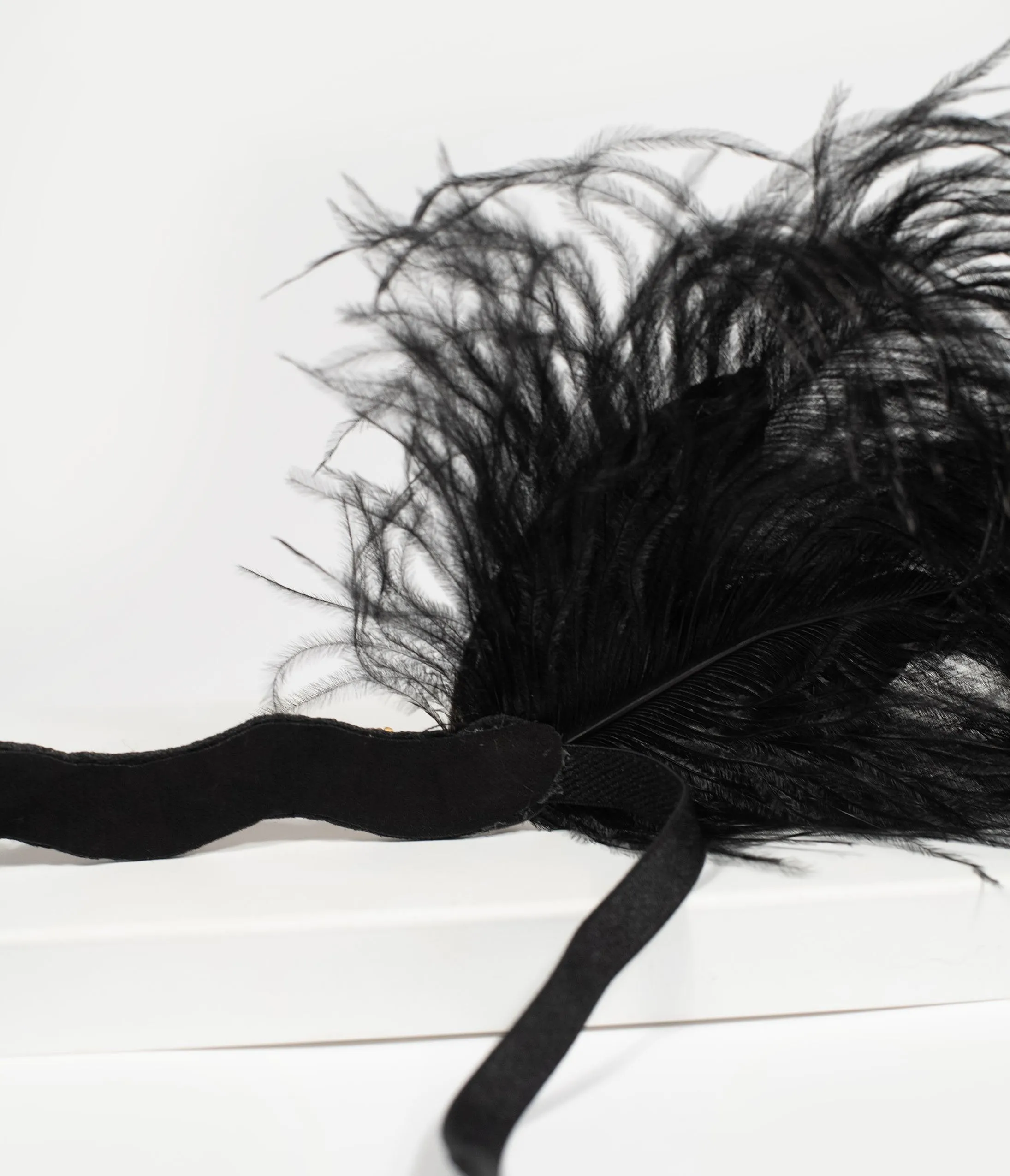 Unique Vintage 1920s Black & Gold Feather Flapper Headband