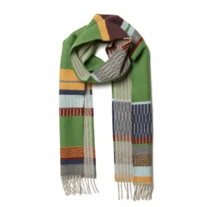 Wallace Sewell LAMBSWOOL STRIPE SCARVES  -Strathay - Pea  GREEN