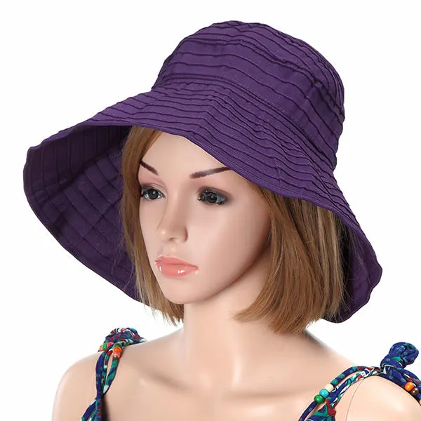 Women Foldable Sun Protective Beach Hat Summer Outdoor Gardening Anti-UV Wide Brim Visor Cap