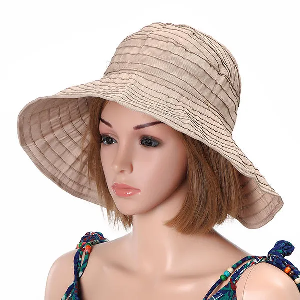 Women Foldable Sun Protective Beach Hat Summer Outdoor Gardening Anti-UV Wide Brim Visor Cap