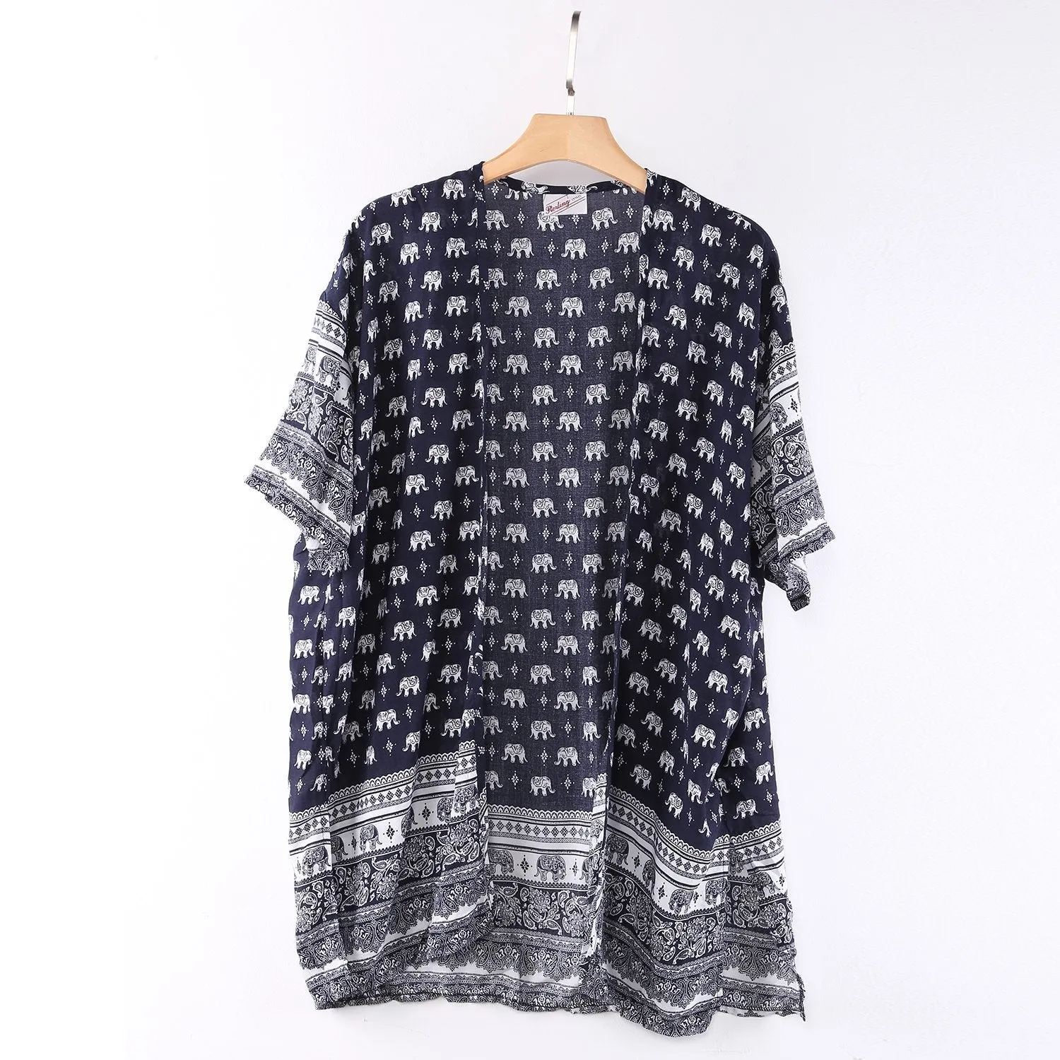 Women's Sheer Poncho Cape Navy Theme Elephant Print CAR006